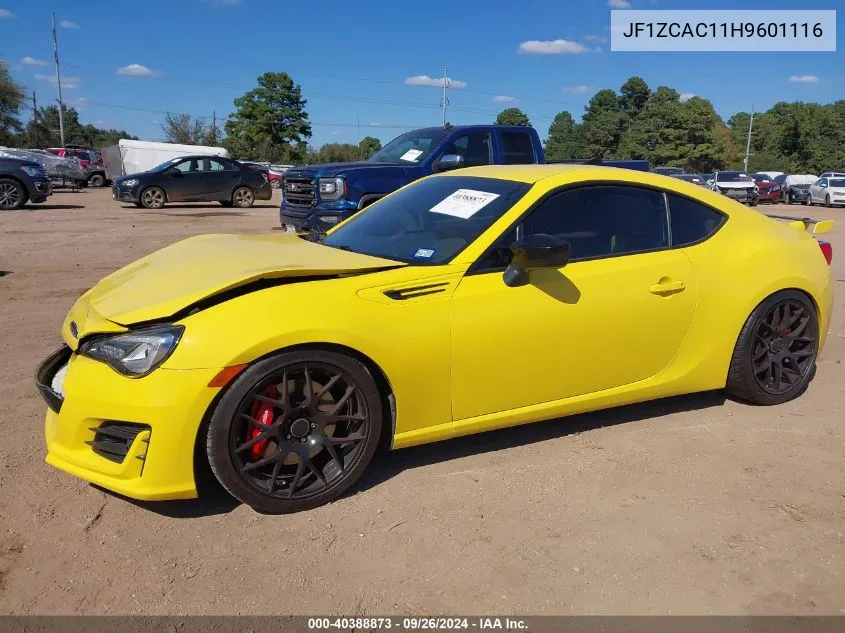 2017 Subaru Brz Series. Yellow VIN: JF1ZCAC11H9601116 Lot: 40388873