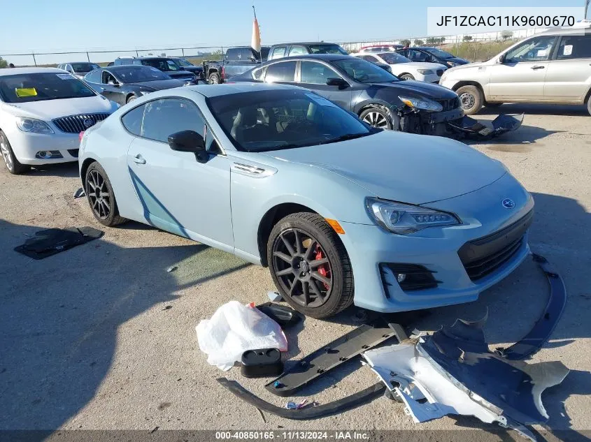 2019 Subaru Brz Series.gray VIN: JF1ZCAC11K9600670 Lot: 40850165