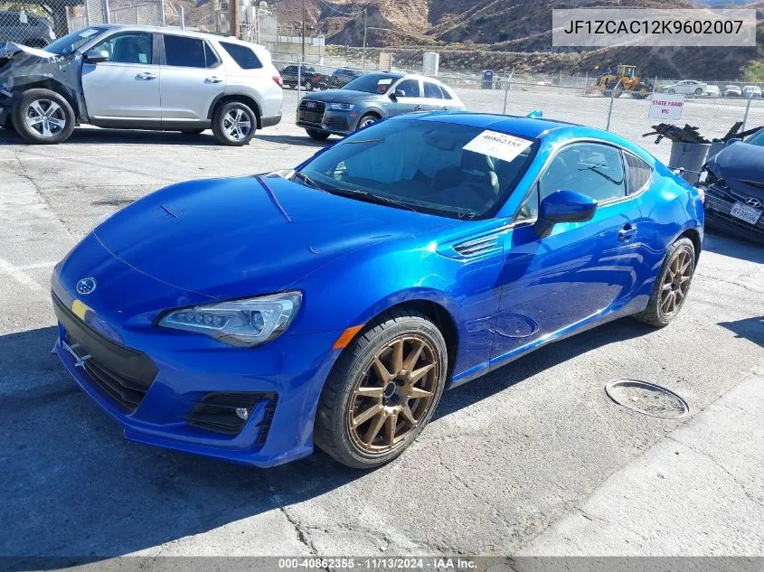 2019 Subaru Brz Limited VIN: JF1ZCAC12K9602007 Lot: 40862355