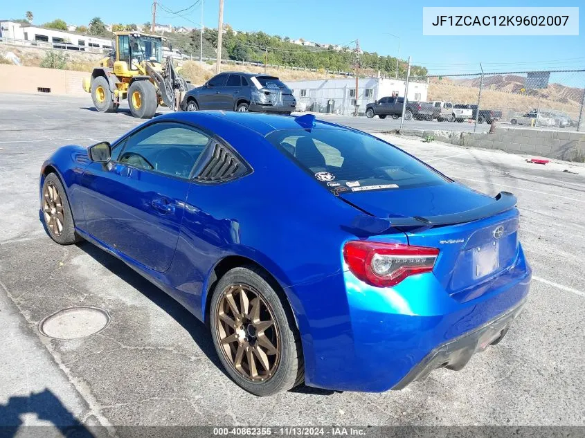 2019 Subaru Brz Limited VIN: JF1ZCAC12K9602007 Lot: 40862355