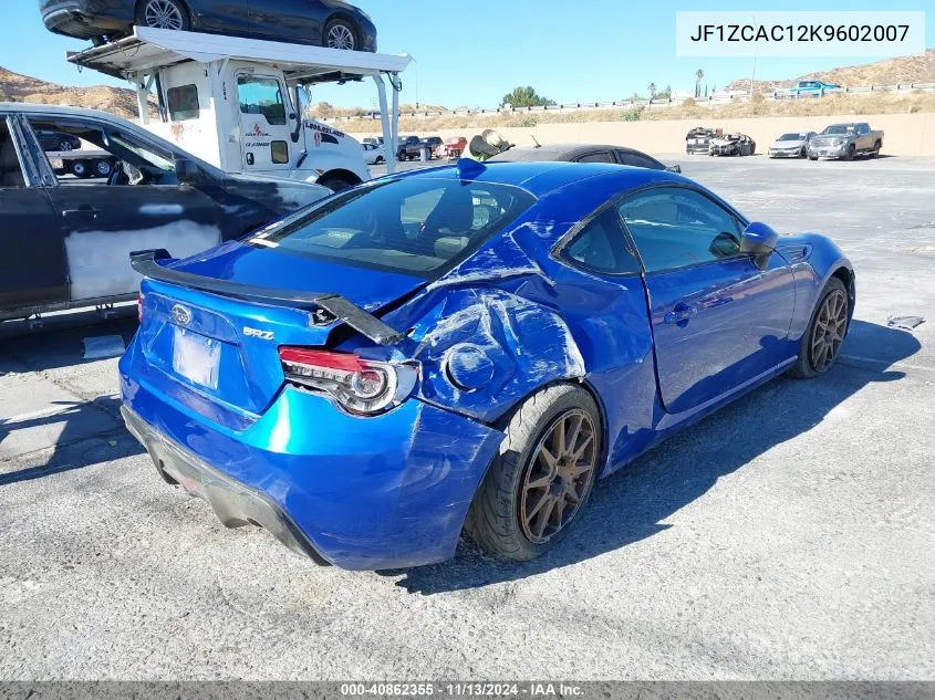 2019 Subaru Brz Limited VIN: JF1ZCAC12K9602007 Lot: 40862355