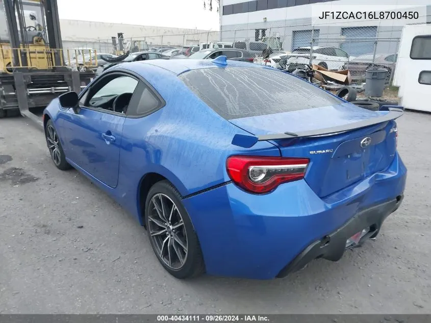 2020 Subaru Brz Limited VIN: JF1ZCAC16L8700450 Lot: 40434111