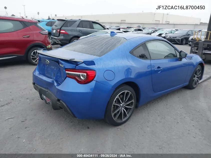 2020 Subaru Brz Limited VIN: JF1ZCAC16L8700450 Lot: 40434111