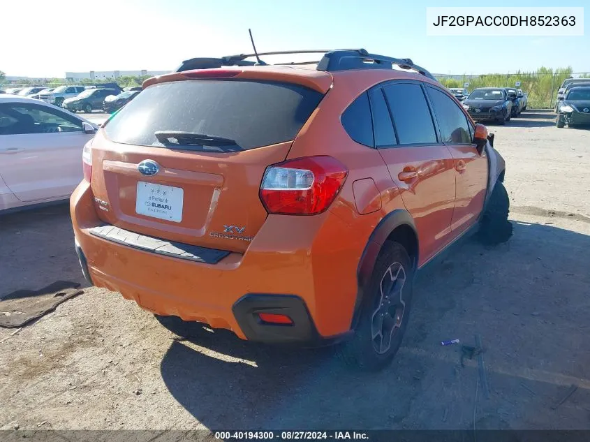 2013 Subaru Xv Crosstrek 2.0I Premium VIN: JF2GPACC0DH852363 Lot: 40194300