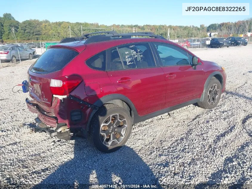 2014 Subaru Xv Crosstrek 2.0I Limited VIN: JF2GPAGC8E8322265 Lot: 40571426