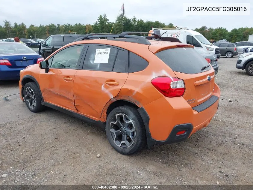 2015 Subaru Xv Crosstrek 2.0I Premium VIN: JF2GPACC5FG305016 Lot: 40402380