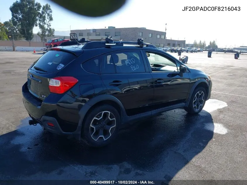 2015 Subaru Xv Crosstrek 2.0I Premium VIN: JF2GPADC0F8216043 Lot: 40499517