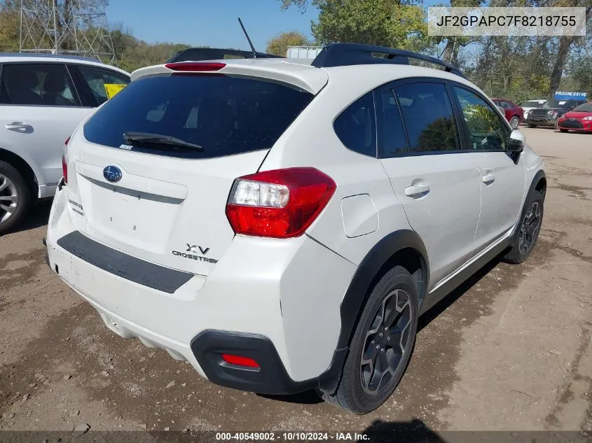 2015 Subaru Xv Crosstrek 2.0I Limited VIN: JF2GPAPC7F8218755 Lot: 40549002