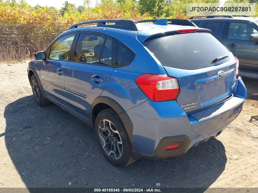 2016 Subaru Crosstrek 2.0I Premium VIN: JF2GPADC8G8287881 Lot: 40155345