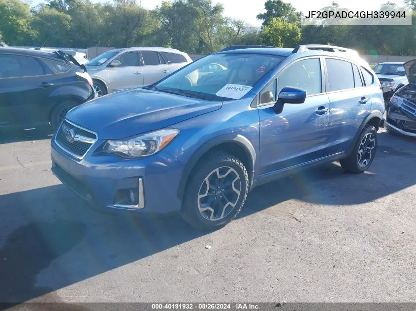 2016 Subaru Crosstrek 2.0I Premium VIN: JF2GPADC4GH339944 Lot: 40191932