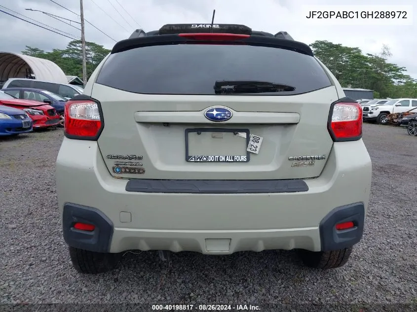 2016 Subaru Crosstrek 2.0I Premium VIN: JF2GPABC1GH288972 Lot: 40198817