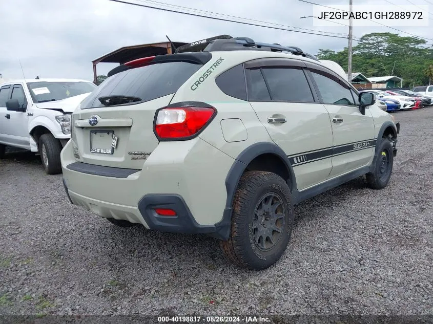 2016 Subaru Crosstrek 2.0I Premium VIN: JF2GPABC1GH288972 Lot: 40198817