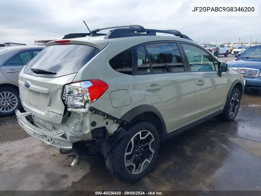 2016 Subaru Crosstrek 2.0I Premium VIN: JF2GPABC9G8346200 Lot: 40236430