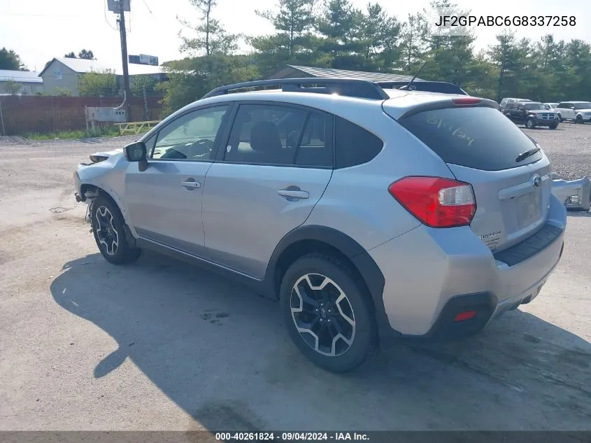 2016 Subaru Crosstrek 2.0I Premium VIN: JF2GPABC6G8337258 Lot: 40261824