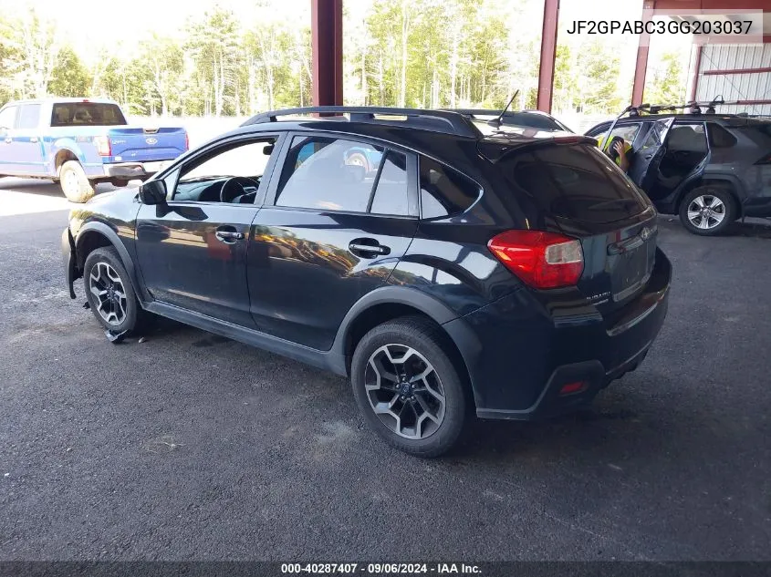 2016 Subaru Crosstrek 2.0I Premium VIN: JF2GPABC3GG203037 Lot: 40287407