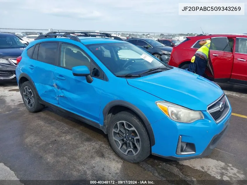 2016 Subaru Crosstrek 2.0I Premium VIN: JF2GPABC5G9343269 Lot: 40348172