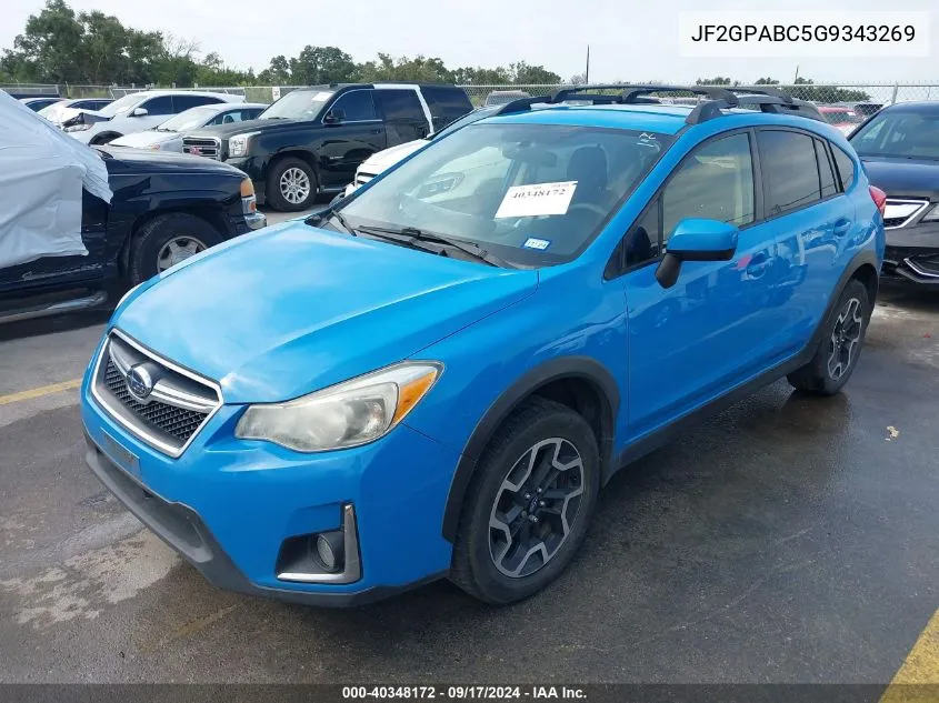 2016 Subaru Crosstrek 2.0I Premium VIN: JF2GPABC5G9343269 Lot: 40348172