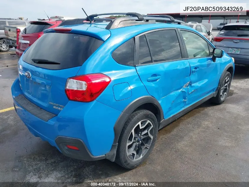 2016 Subaru Crosstrek 2.0I Premium VIN: JF2GPABC5G9343269 Lot: 40348172