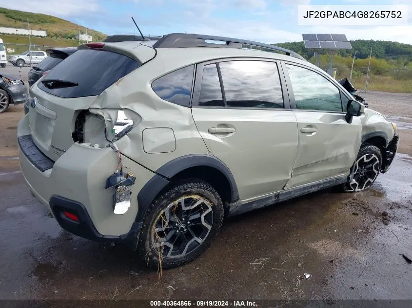 2016 Subaru Crosstrek 2.0I Premium VIN: JF2GPABC4G8265752 Lot: 40364866