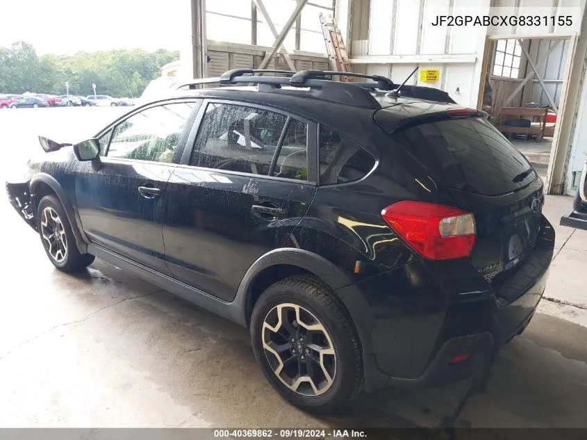 2016 Subaru Crosstrek 2.0I Premium VIN: JF2GPABCXG8331155 Lot: 40369862