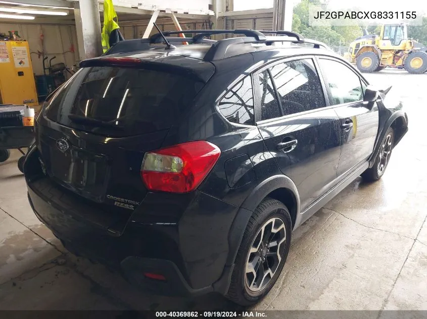 2016 Subaru Crosstrek 2.0I Premium VIN: JF2GPABCXG8331155 Lot: 40369862