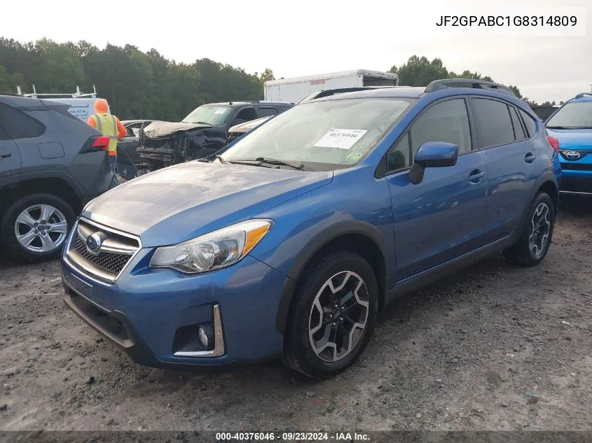 2016 Subaru Crosstrek 2.0I Premium VIN: JF2GPABC1G8314809 Lot: 40376046