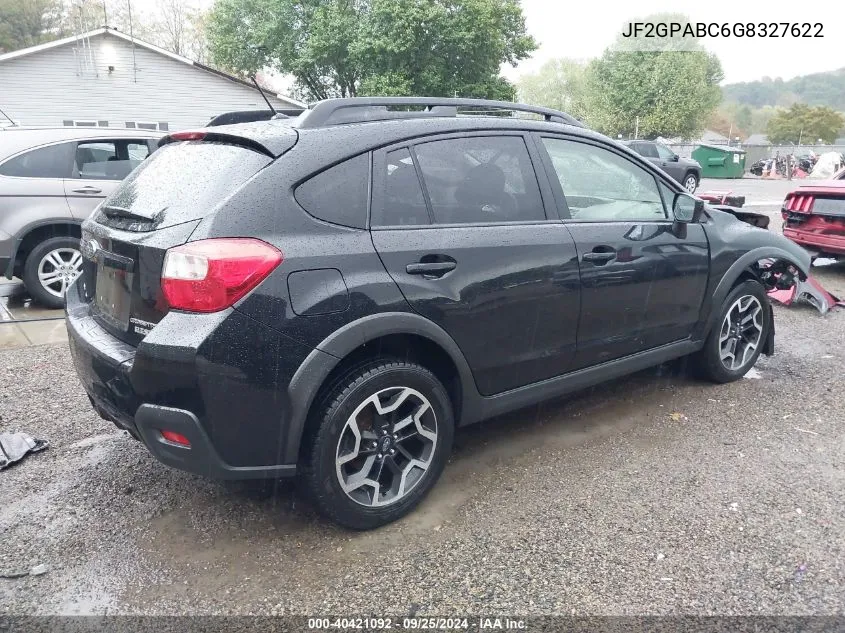 2016 Subaru Crosstrek 2.0I Premium VIN: JF2GPABC6G8327622 Lot: 40421092