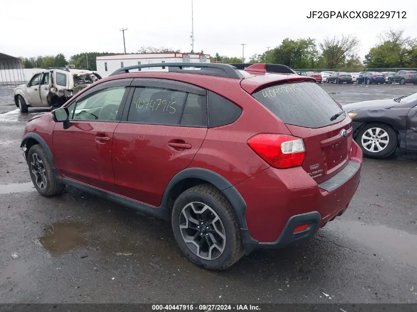 2016 Subaru Crosstrek 2.0I Limited VIN: JF2GPAKCXG8229712 Lot: 40447915