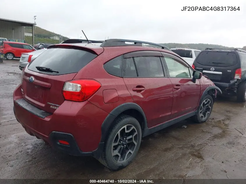 2016 Subaru Crosstrek 2.0I Premium VIN: JF2GPABC4G8317364 Lot: 40464740