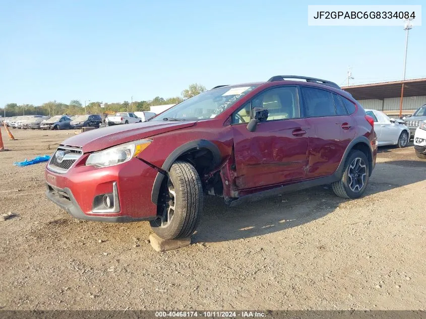 2016 Subaru Crosstrek 2.0I Premium VIN: JF2GPABC6G8334084 Lot: 40468174