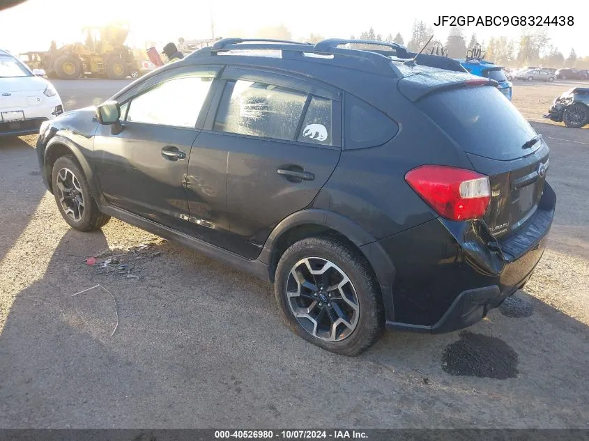 2016 Subaru Crosstrek 2.0I Premium VIN: JF2GPABC9G8324438 Lot: 40526980