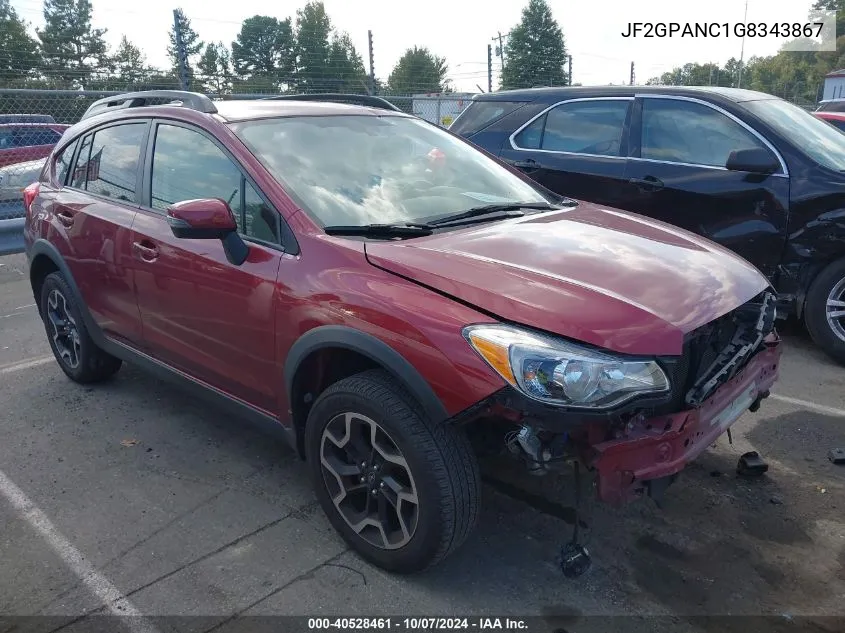 2016 Subaru Crosstrek 2.0I Limited VIN: JF2GPANC1G8343867 Lot: 40528461