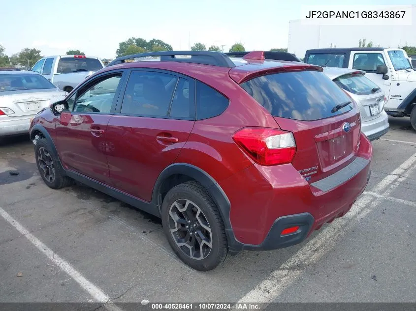 2016 Subaru Crosstrek 2.0I Limited VIN: JF2GPANC1G8343867 Lot: 40528461