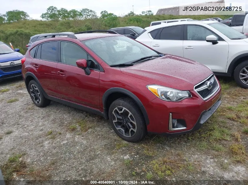 2016 Subaru Crosstrek 2.0I Premium VIN: JF2GPABC2G9268725 Lot: 40540901