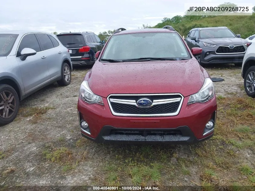 2016 Subaru Crosstrek 2.0I Premium VIN: JF2GPABC2G9268725 Lot: 40540901