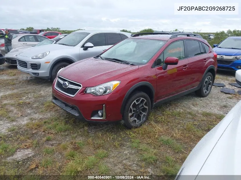 2016 Subaru Crosstrek 2.0I Premium VIN: JF2GPABC2G9268725 Lot: 40540901