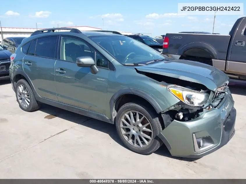 2016 Subaru Crosstrek Hybrid VIN: JF2GPBBC3GH242422 Lot: 40547378