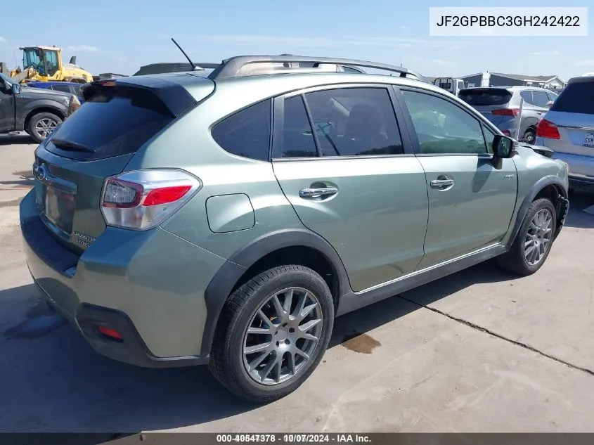 2016 Subaru Crosstrek Hybrid VIN: JF2GPBBC3GH242422 Lot: 40547378