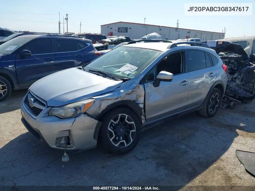 2016 Subaru Crosstrek 2.0I Premium VIN: JF2GPABC3G8347617 Lot: 40577294