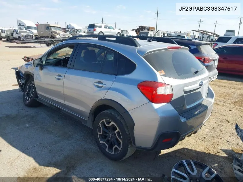 2016 Subaru Crosstrek 2.0I Premium VIN: JF2GPABC3G8347617 Lot: 40577294