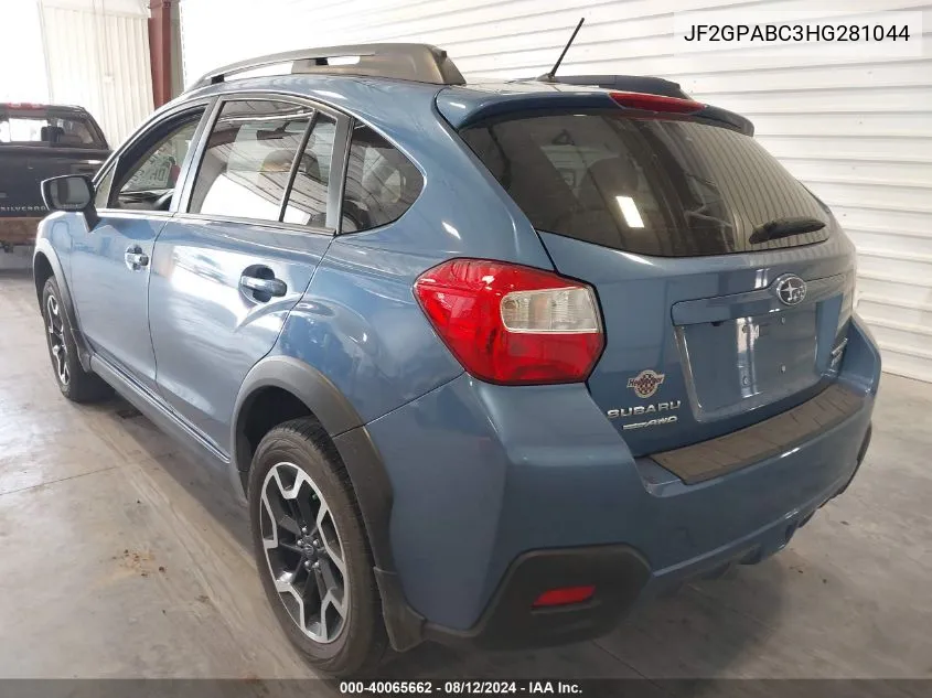 2017 Subaru Crosstrek Premium VIN: JF2GPABC3HG281044 Lot: 40065662