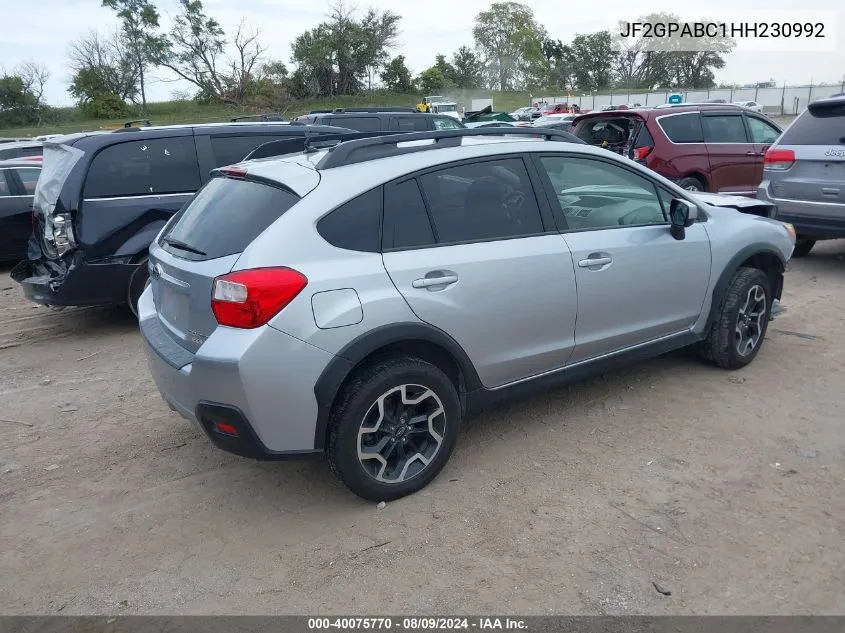 2017 Subaru Crosstrek 2.0I Premium VIN: JF2GPABC1HH230992 Lot: 40075770