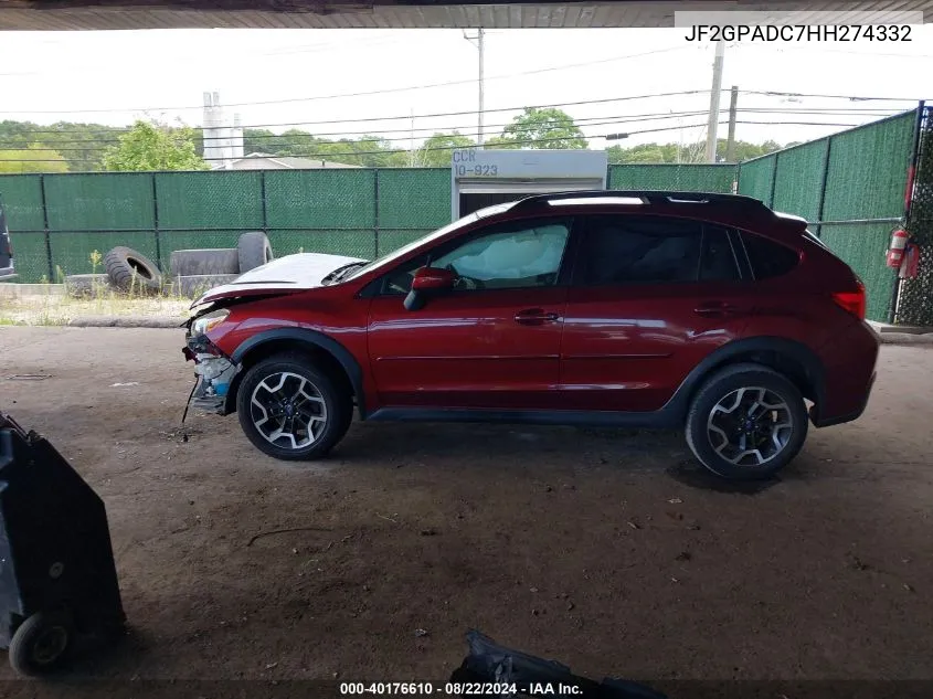 2017 Subaru Crosstrek 2.0I Premium VIN: JF2GPADC7HH274332 Lot: 40176610