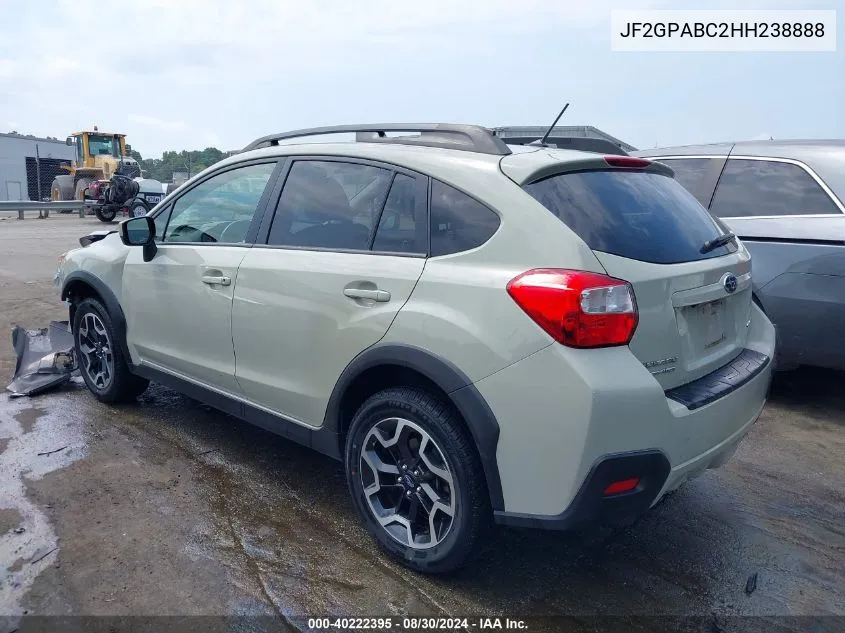 2017 Subaru Crosstrek 2.0I Premium VIN: JF2GPABC2HH238888 Lot: 40222395