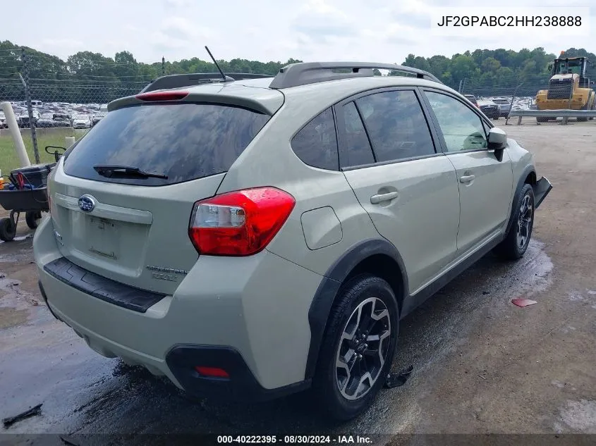 2017 Subaru Crosstrek 2.0I Premium VIN: JF2GPABC2HH238888 Lot: 40222395