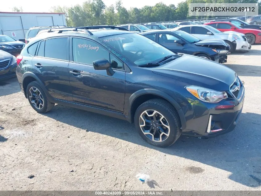 2017 Subaru Crosstrek 2.0I Premium VIN: JF2GPABCXHG249112 Lot: 40243009