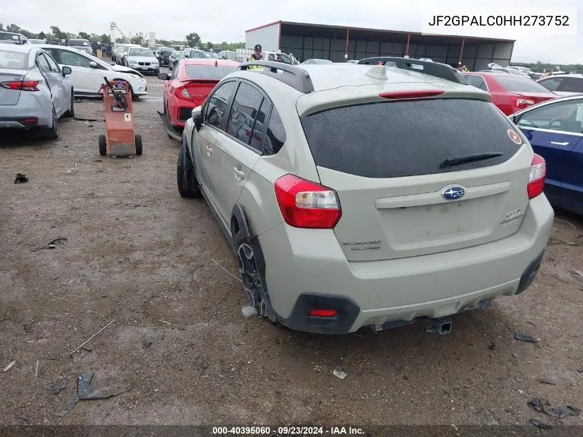 2017 Subaru Crosstrek Limited VIN: JF2GPALC0HH273752 Lot: 40395060