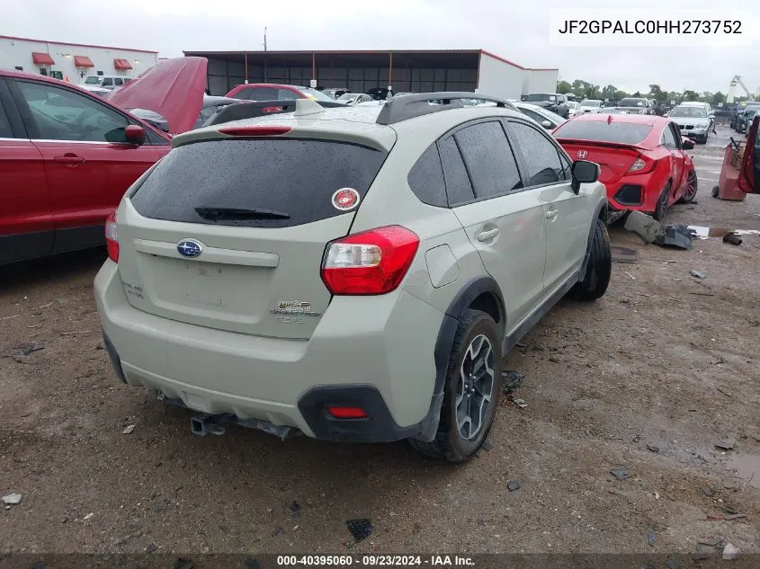 2017 Subaru Crosstrek Limited VIN: JF2GPALC0HH273752 Lot: 40395060