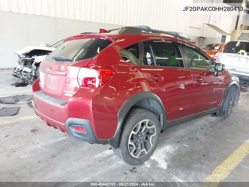 2017 Subaru Crosstrek 2.0I Limited VIN: JF2GPAKC0HH280413 Lot: 40442783