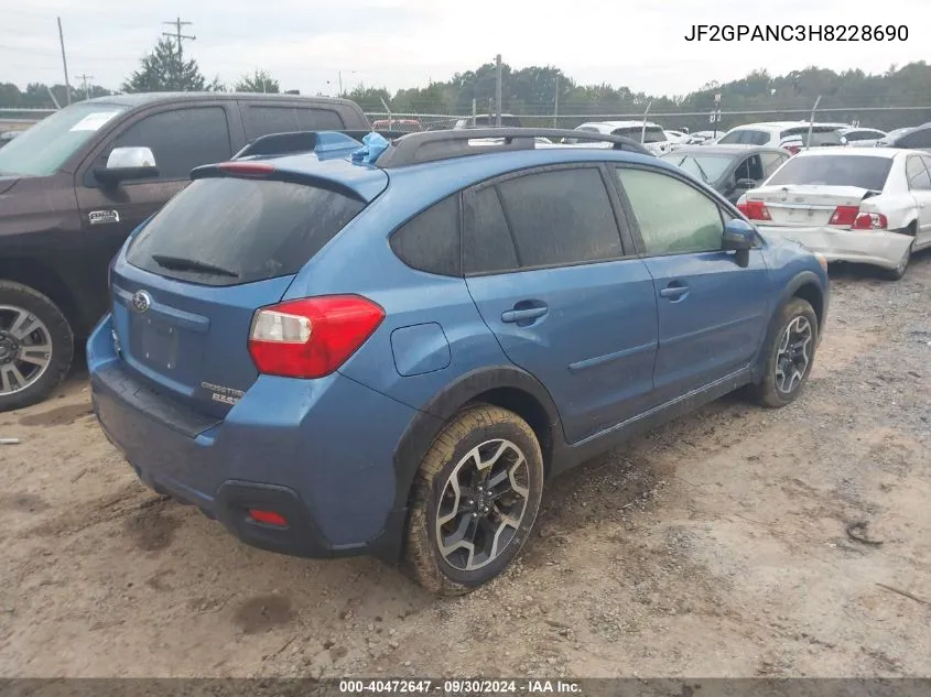 2017 Subaru Crosstrek 2.0I Limited VIN: JF2GPANC3H8228690 Lot: 40472647